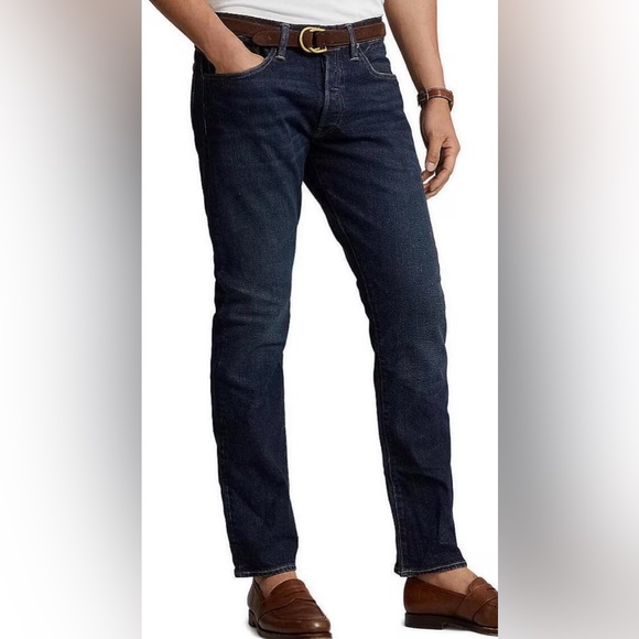 Polo Ralph Lauren Dark Blue Straight Stretch 5-pocket Jeans NWT Size 34x34 - Picture 1 of 5